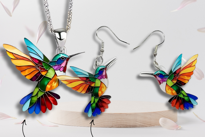 Colorful Hummingbird Necklace | Aurea Statement Pendant