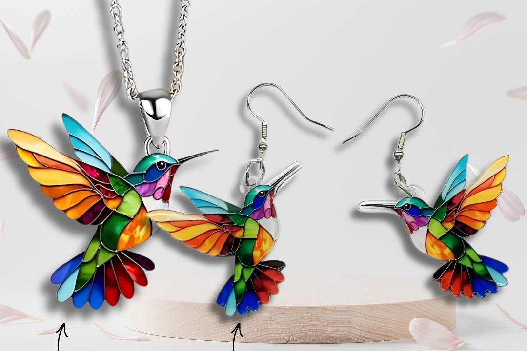 Colorful Hummingbird Necklace | Aurea Statement Pendant