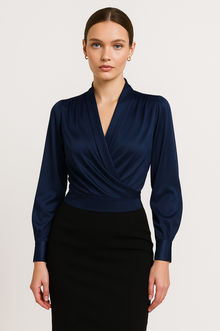 Thesira | Satin V-Neck Blouse for Women