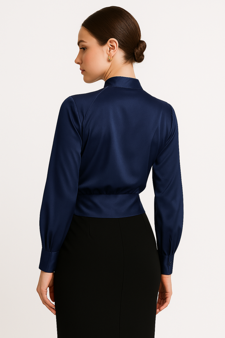 Thesira | Satin V-Neck Blouse for Women