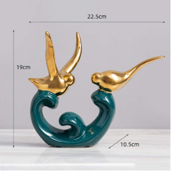 Elegant Bird Ceramic Sculpture | Decorative Art Statue for Home Decor