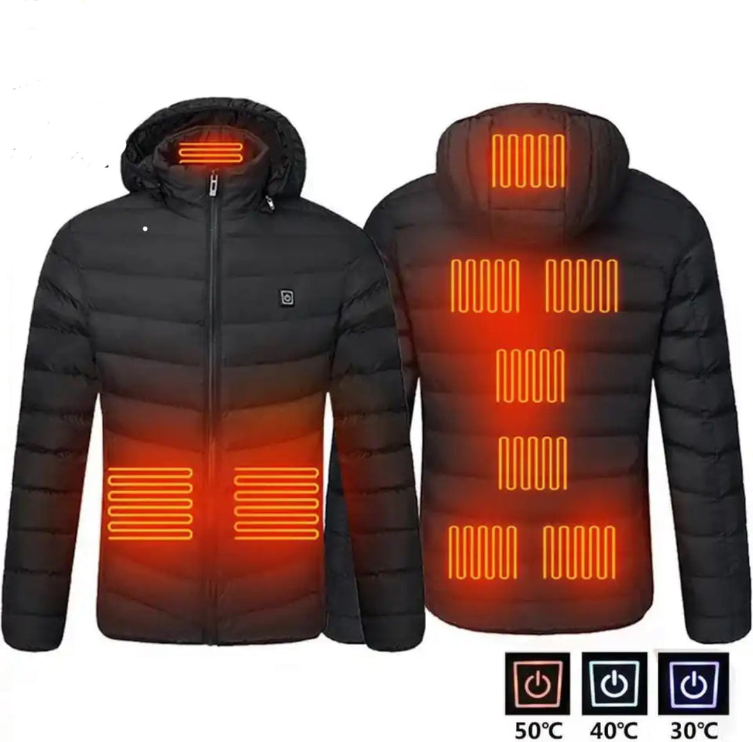 Heated Hooded Jacket | 3 Heat Levels, Thick & Washable