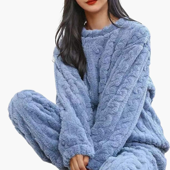 Women’s Fleece Pajama Set | Long-Sleeve Top & Elastic Waist Pants