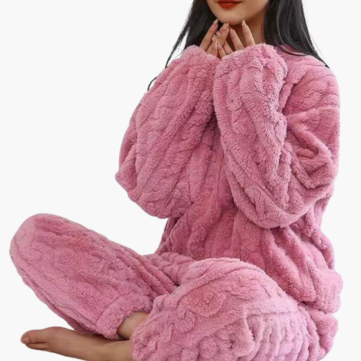 Women’s Fleece Pajama Set | Long-Sleeve Top & Elastic Waist Pants