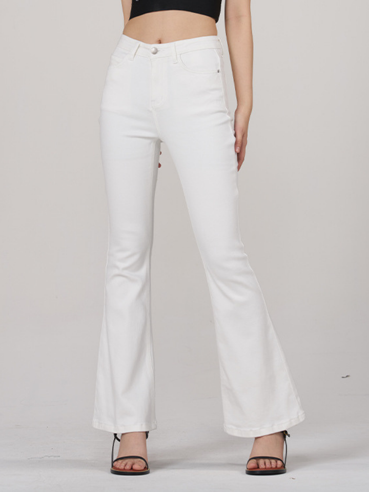 Desta | Women’s Elegant Loose-Fit White Wide-Leg Jeans