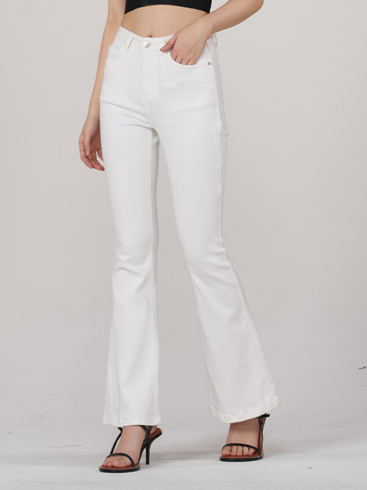 Desta | Women’s Elegant Loose-Fit White Wide-Leg Jeans