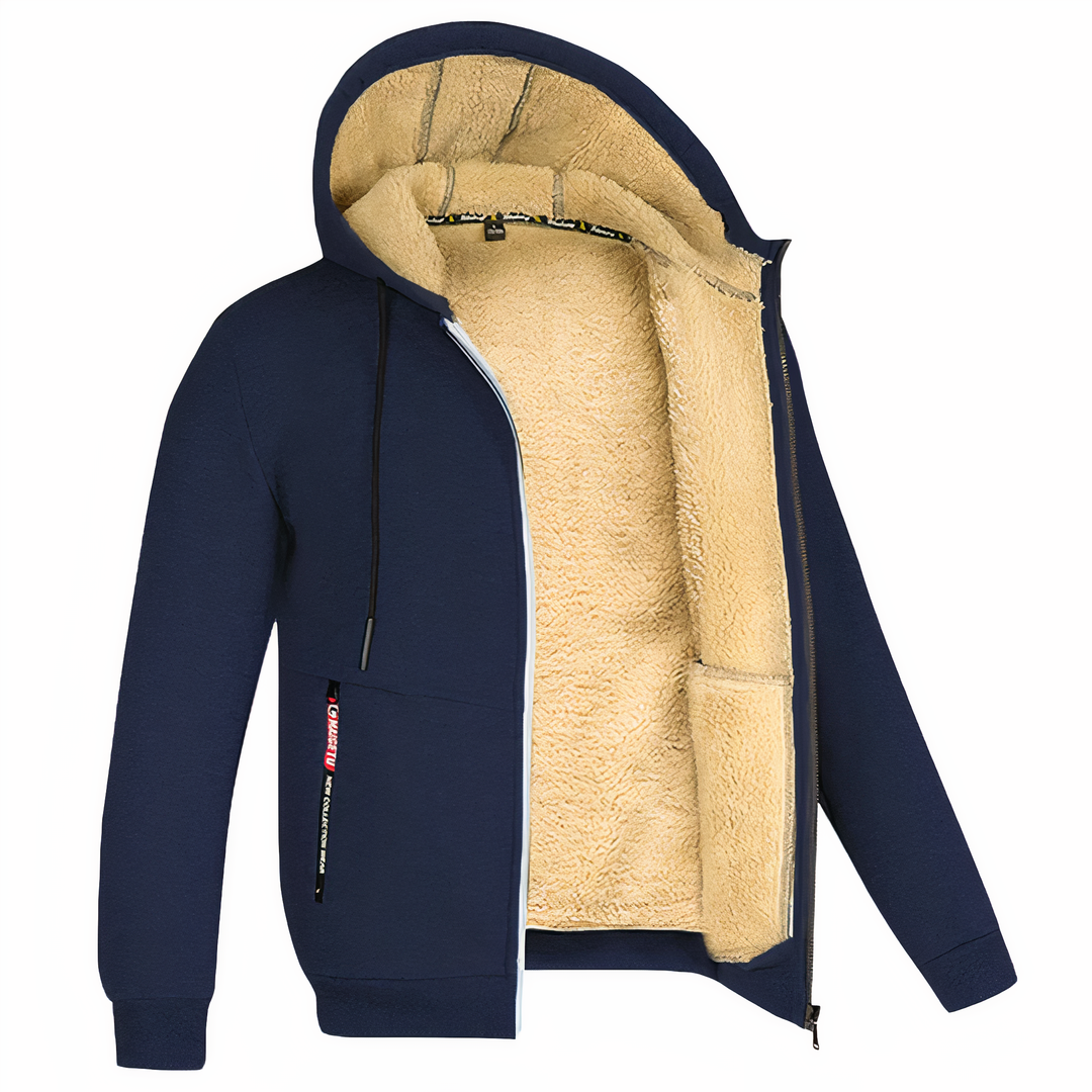Warm Men’s Fleece Jacket with Adjustable Hem & Cuffs