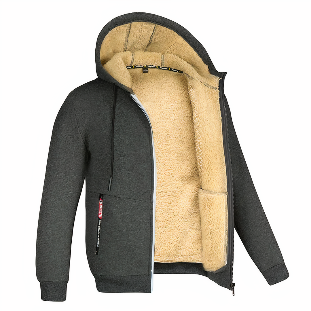 Warm Men’s Fleece Jacket with Adjustable Hem & Cuffs
