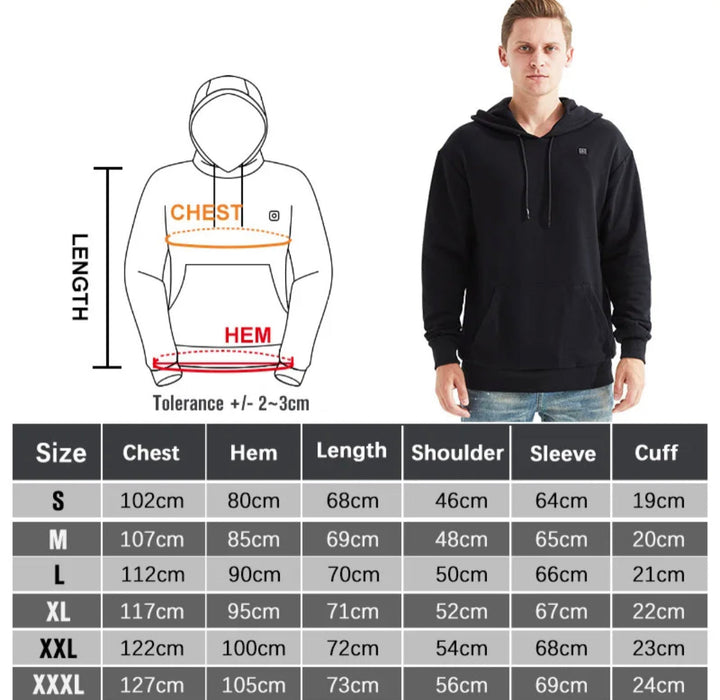 Heated Sweatshirt Hoodie | Winter Layer with Adjustable Heat