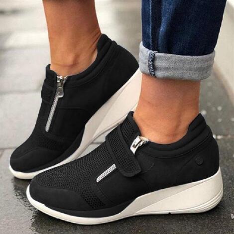 Women's Platform Sneakers with Side Zipper