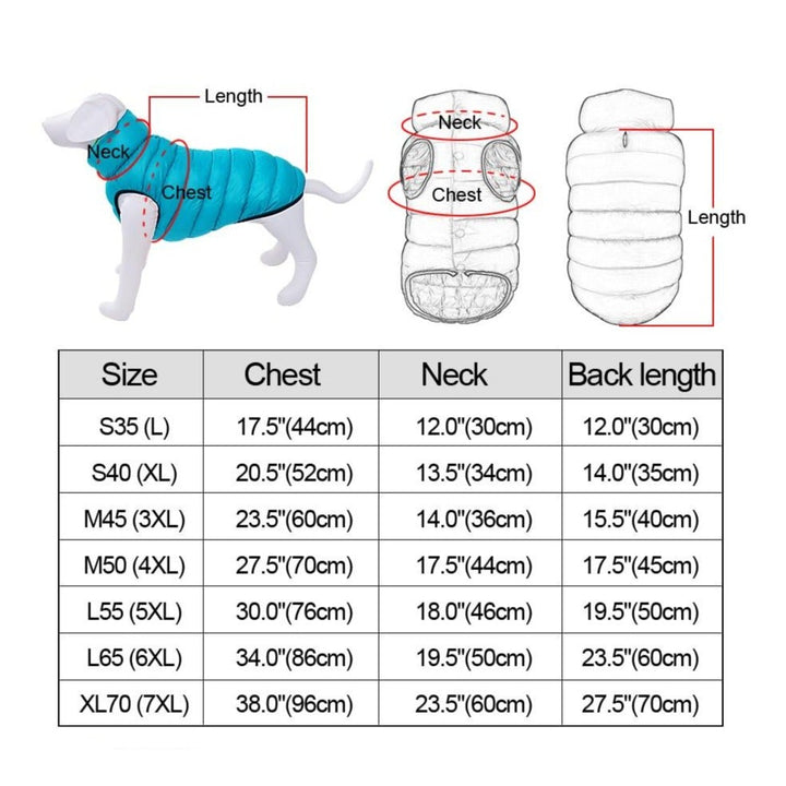 Reversible Dog Puffer Coat | Fleece-Lined Jacket for Cold Weather