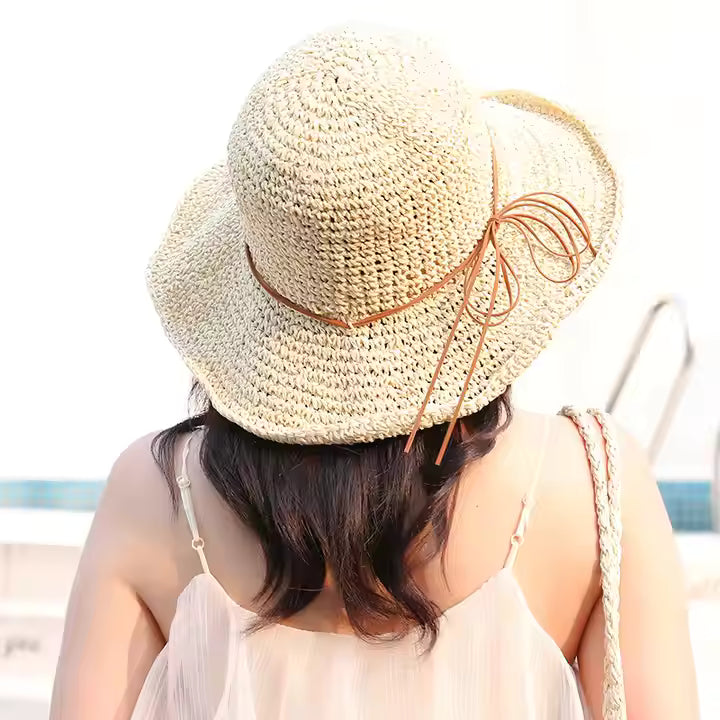 Selina | Women’s Wide-Brim Foldable Straw Beach Hat
