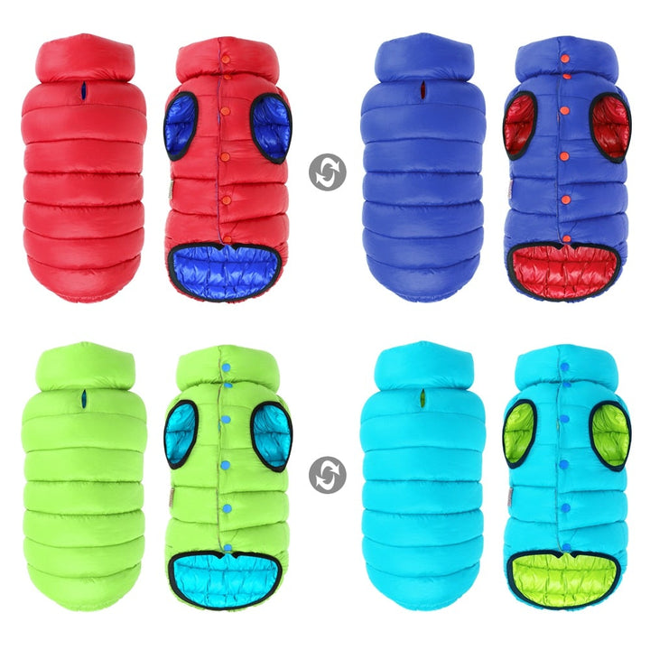 Reversible Dog Puffer Coat | Fleece-Lined Jacket for Cold Weather