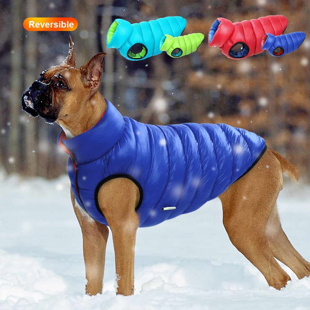 Reversible Dog Puffer Coat | Fleece-Lined Jacket for Cold Weather