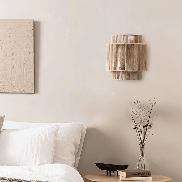 Boho Wall Decor | Rattan Lampshade with Hemp Rope