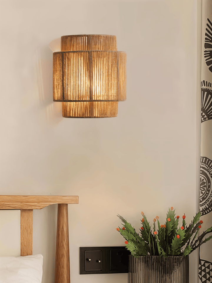 Boho Wall Decor | Rattan Lampshade with Hemp Rope