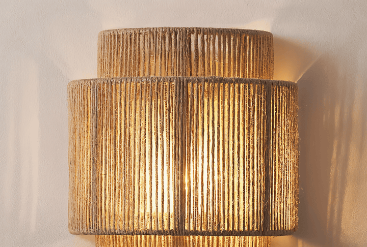 Boho Wall Decor | Rattan Lampshade with Hemp Rope