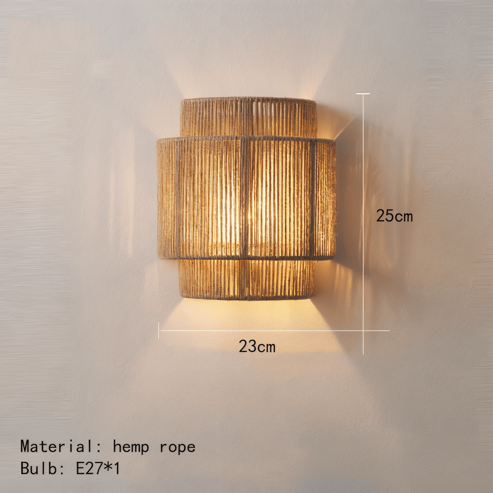 Boho Wall Decor | Rattan Lampshade with Hemp Rope
