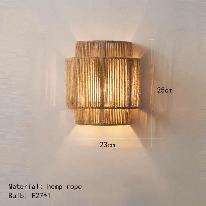 Boho Wall Decor | Rattan Lampshade with Hemp Rope