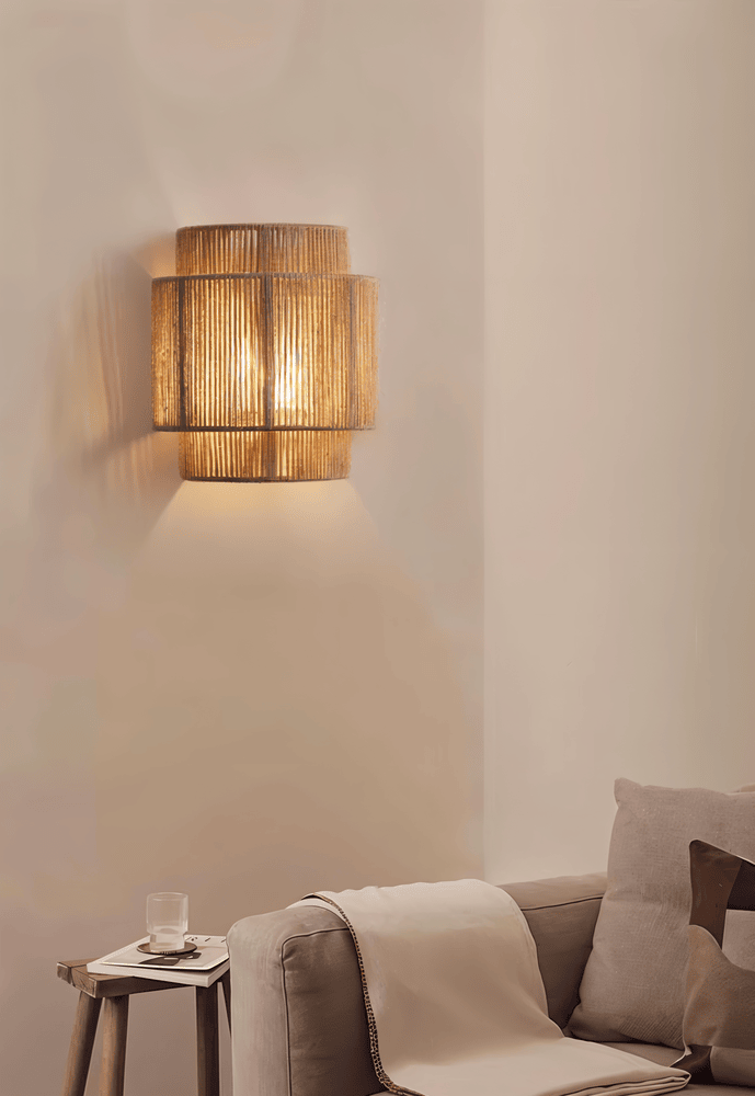 Boho Wall Decor | Rattan Lampshade with Hemp Rope