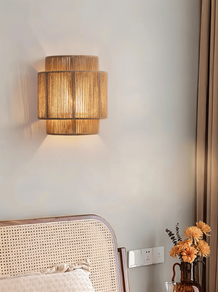 Boho Wall Decor | Rattan Lampshade with Hemp Rope