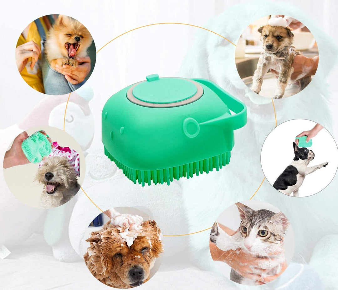 Silicone Pet Bath Brush with Shampoo Dispenser