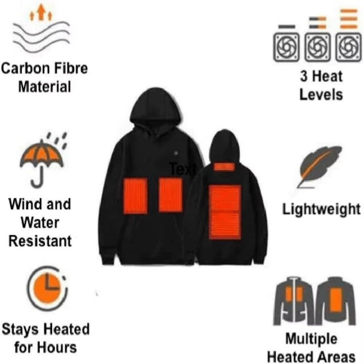 Heated Sweatshirt Hoodie | Winter Layer with Adjustable Heat