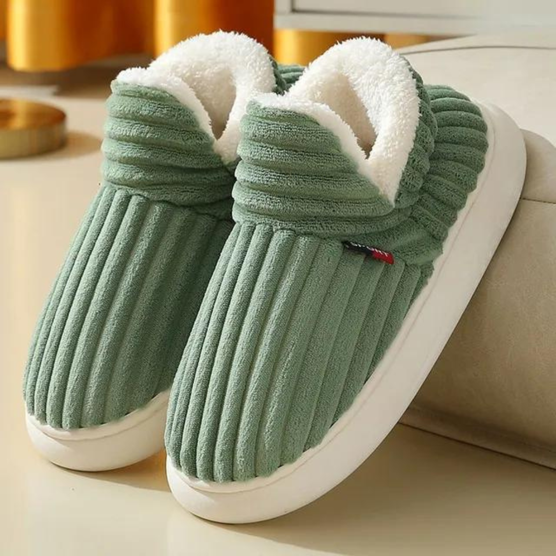 Unisex Aloe-Design Winter Slippers | Cozy Lining & Non-Slip Sole