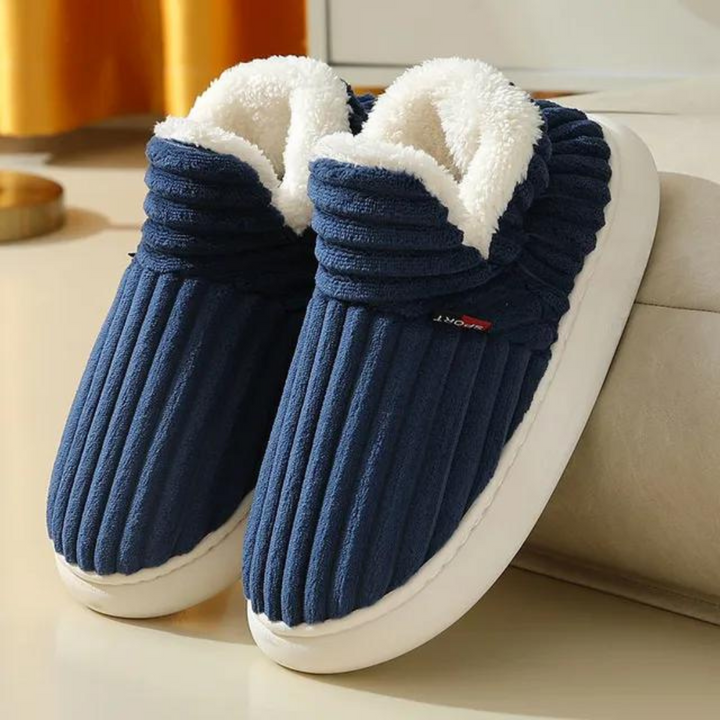Unisex Aloe-Design Winter Slippers | Cozy Lining & Non-Slip Sole