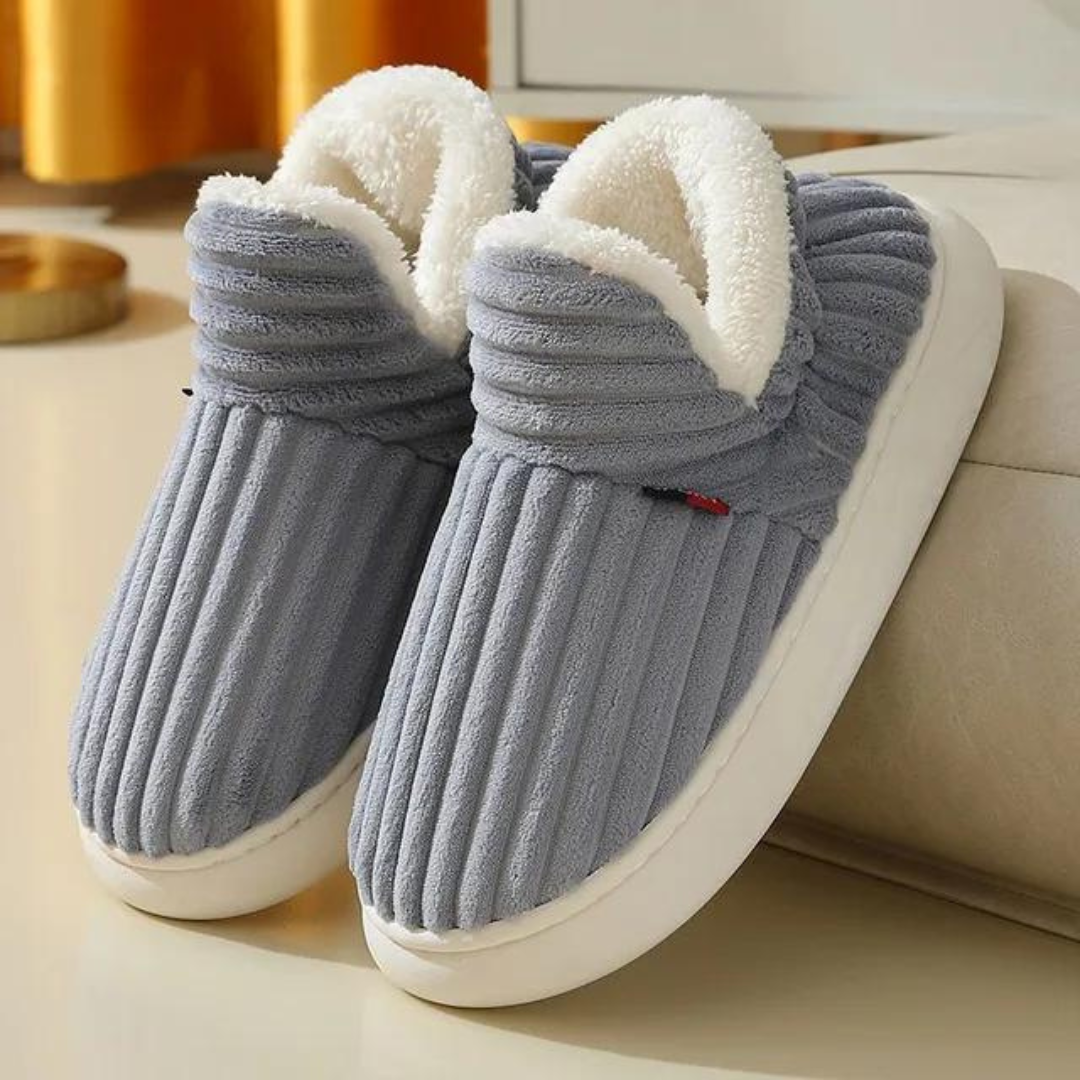 Unisex Aloe-Design Winter Slippers | Cozy Lining & Non-Slip Sole
