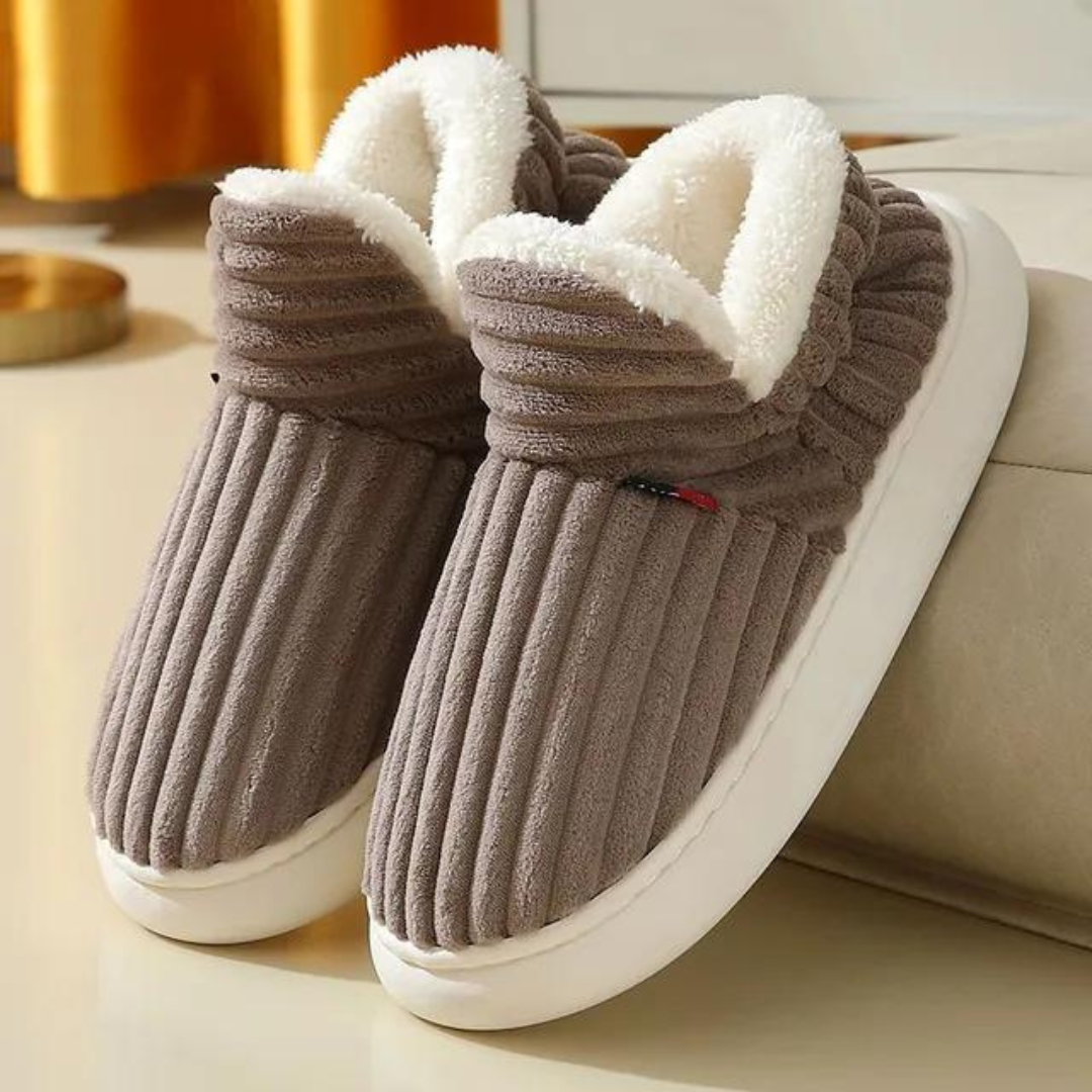 Unisex Aloe-Design Winter Slippers | Cozy Lining & Non-Slip Sole
