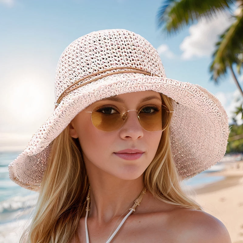 Selina | Women’s Wide-Brim Foldable Straw Beach Hat
