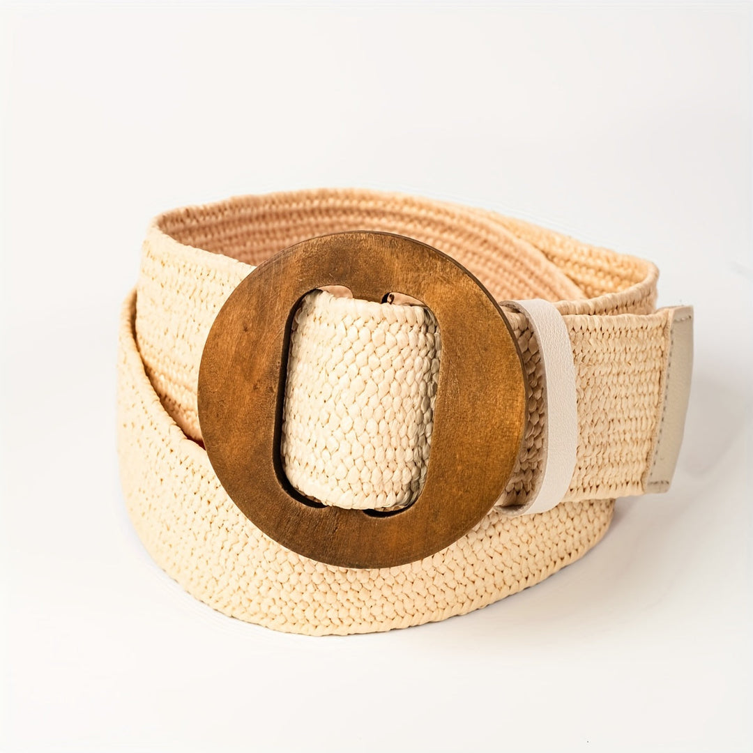 Virelle | Braided Boho Waist Belt with Wooden Buckle