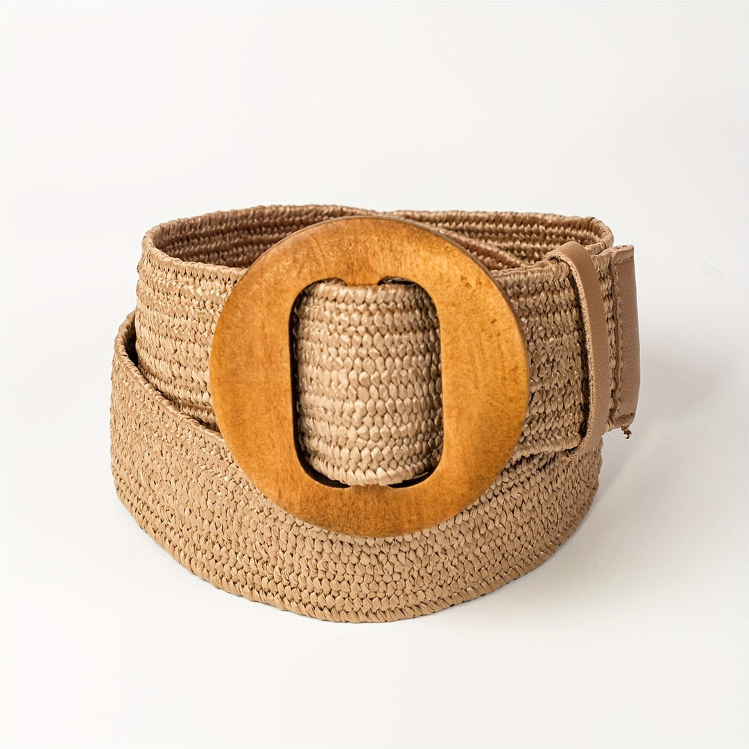 Virelle | Braided Boho Waist Belt with Wooden Buckle