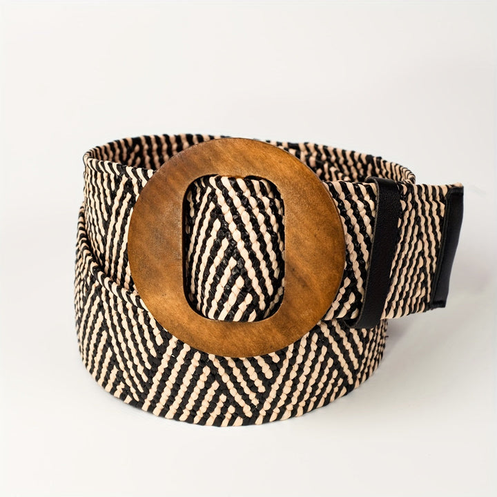 Virelle | Braided Boho Waist Belt with Wooden Buckle