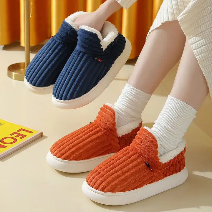 Unisex Aloe-Design Winter Slippers | Cozy Lining & Non-Slip Sole