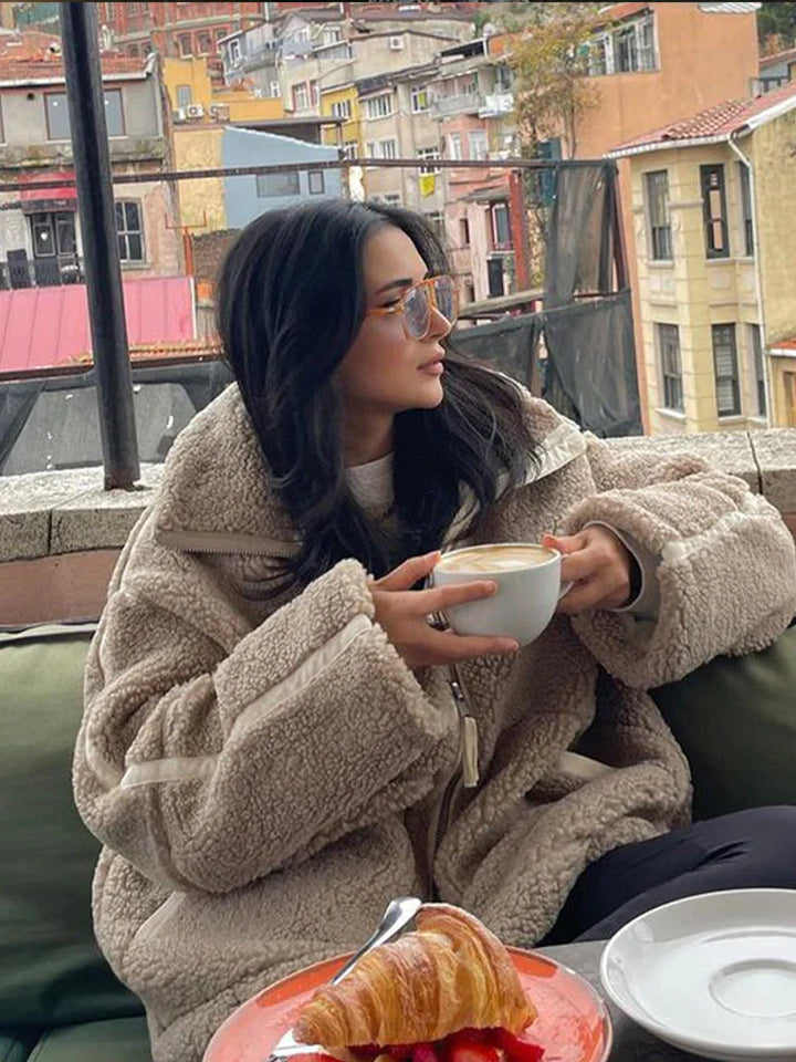 Women's Plus Size Teddy Coat