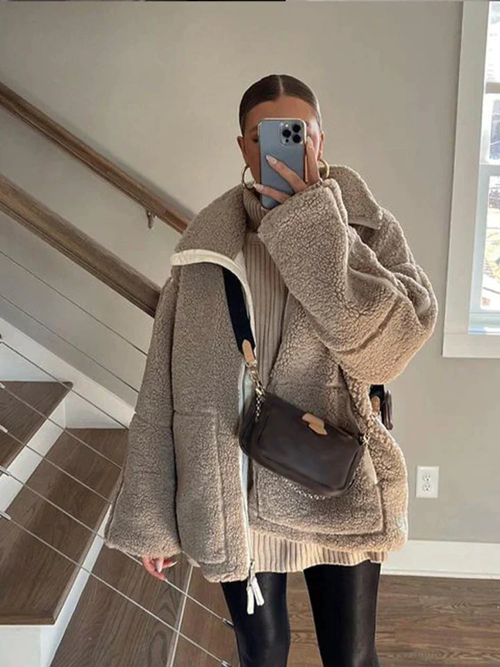 Women's Plus Size Teddy Coat