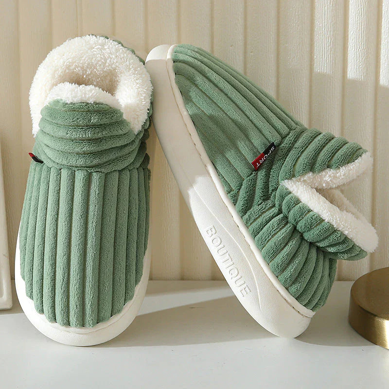 Unisex Aloe-Design Winter Slippers | Cozy Lining & Non-Slip Sole