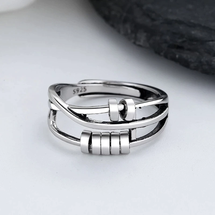 Pearl | Anti-Anxiety Ring – 925 Sterling Silver Adjustable Band for Women