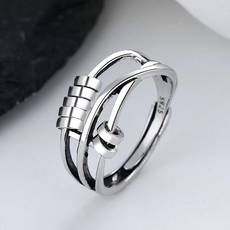 Pearl | Anti-Anxiety Ring – 925 Sterling Silver Adjustable Band for Women