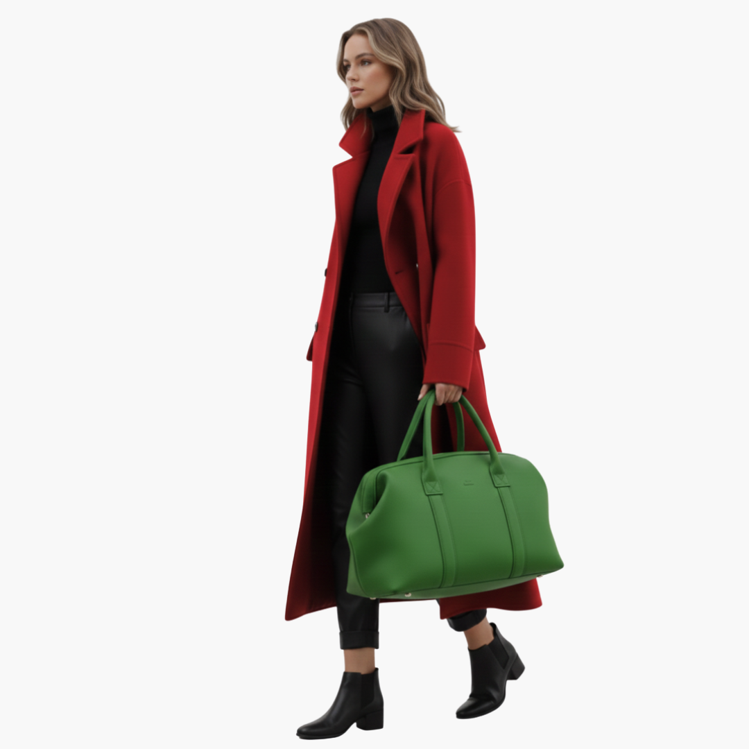 Women’s Long Cross-Front Coat | High-Collar Button-Up Winter Overcoat