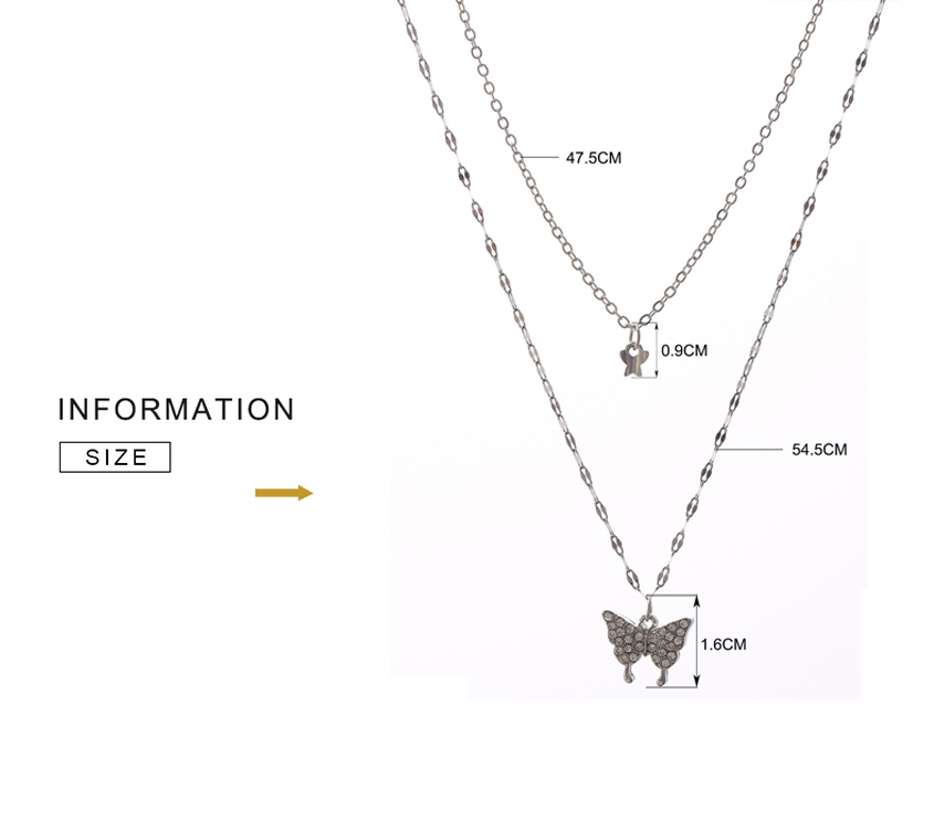 Vivienne | Elegant Silver Necklace Set with Shimmering Butterfly Pendant