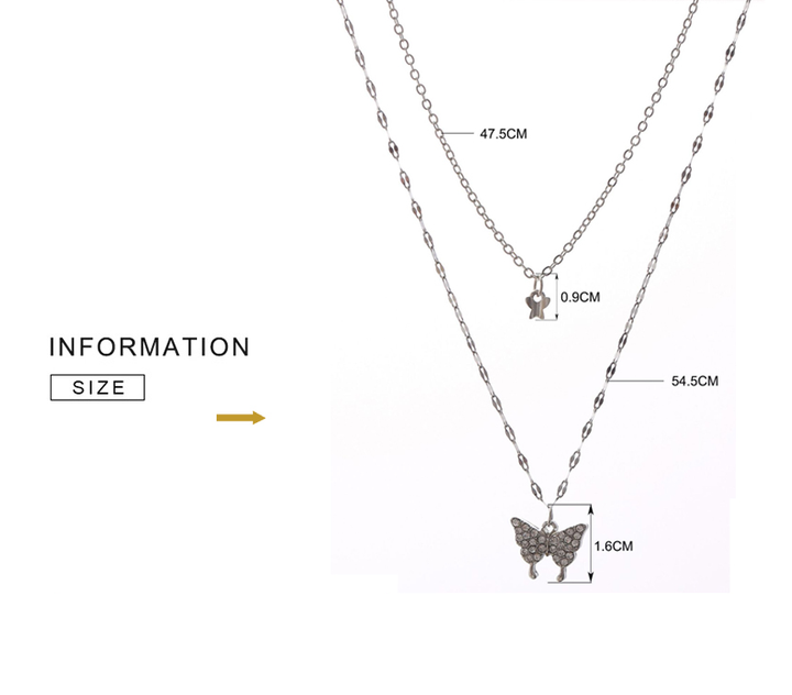 Vivienne | Elegant Silver Necklace Set with Shimmering Butterfly Pendant