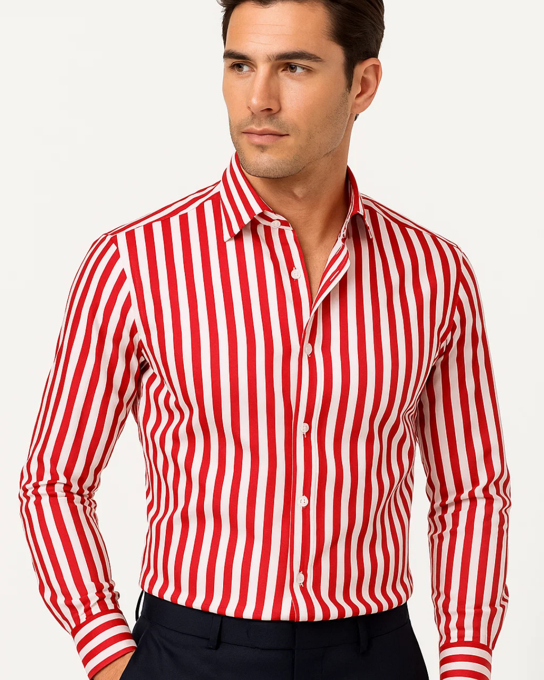 Tovan | Men’s Classic Long Sleeve Striped Collar Shirt