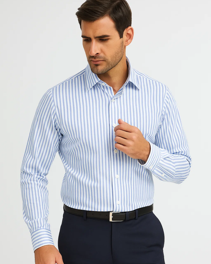 Tovan | Men’s Classic Long Sleeve Striped Collar Shirt