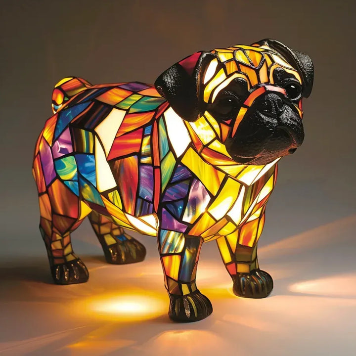 Handmade Stained Glass Dog Lamp | Light for Dog Lovers