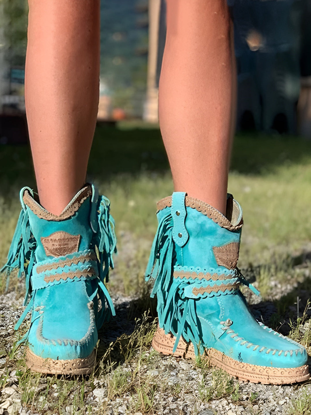 Womens Boho Western Fringe Boots
