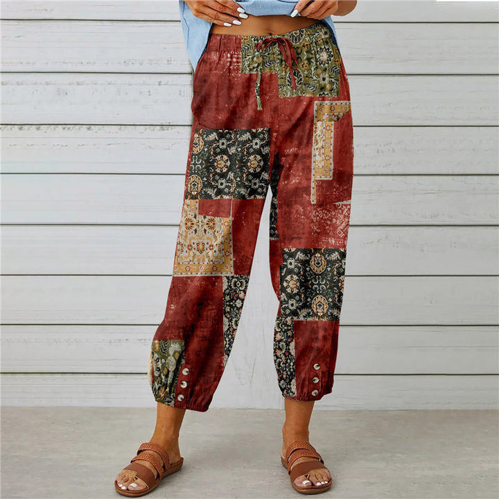 Zenobia | Vintage Print Wide Leg Pants for Women