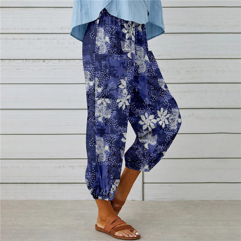 Zenobia | Vintage Print Wide Leg Pants for Women